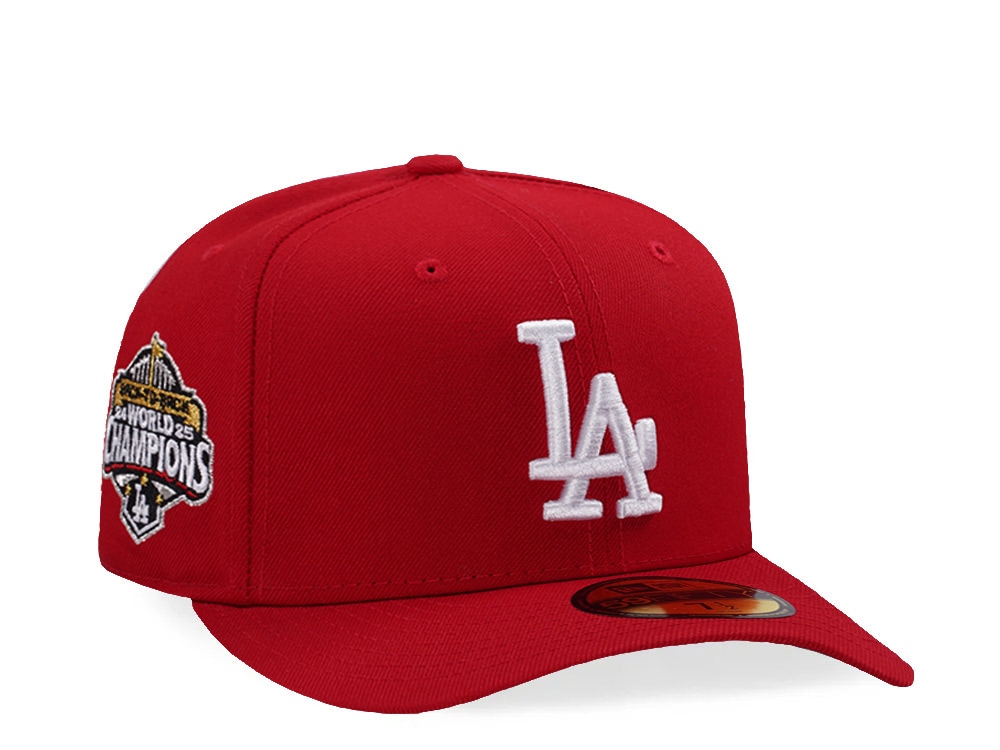 New Era Los Angeles Dodgers World Series 2025 Scarlet Red Prime Edition 59Fifty Pre Curved Fitted Hat