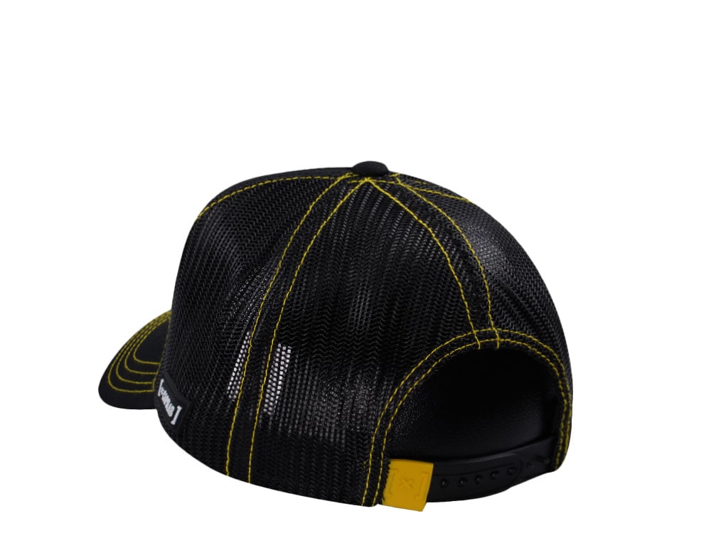 Capslab One Piece Straw Hat Crew Flag Black Trucker Snapback Hat