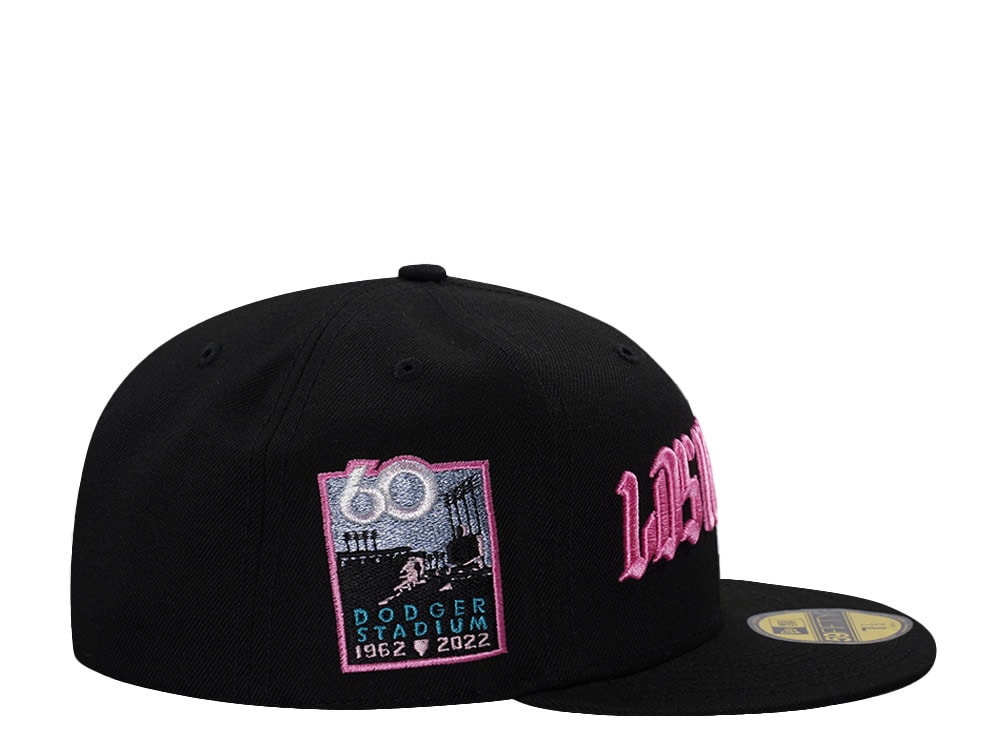 New Era Los Angeles Dodgers 60th Anniversary Pink Black Prime Edition 59Fifty Fitted Hat