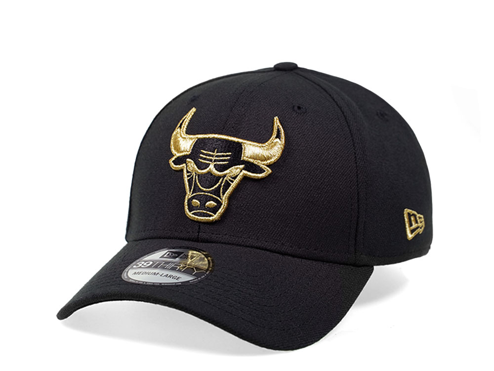 New Era Chicago Bulls Black and Gold Edition 39Thirty Stretch Hat