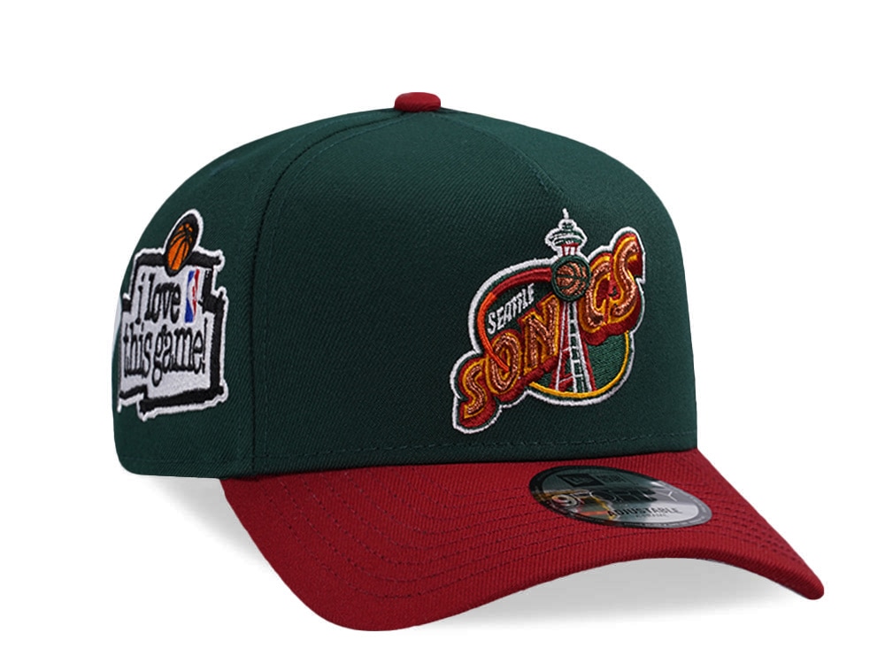 New Era Seattle Supersonics Love this Game Dark Green Two Tone Edition 9Forty A Frame Snapback Hat