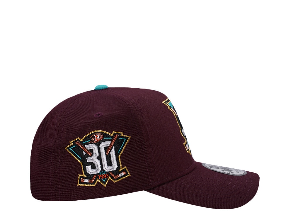 New Era Anaheim Ducks 30th Anniversary Maroon Prime Edition 9Forty A Frame Snapback Hat