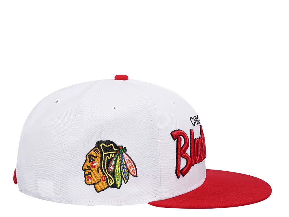 47Brand Chicago Blackhawks White Crosstown Script Captain MVP Snapback Hat