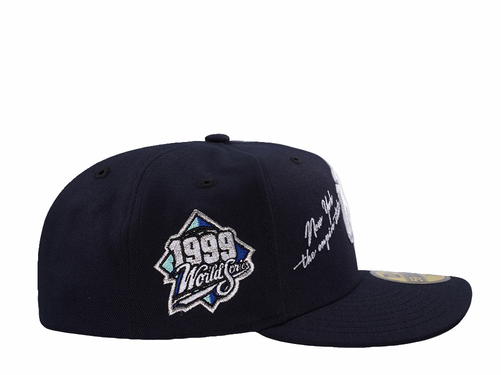 New Era New York Yankees World Series 1999 Script Navy Prime Edition Pre Curved 59Fifty Fitted Hat