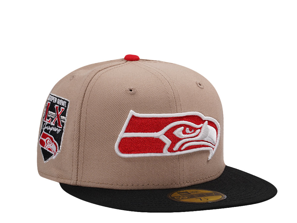 New Era Seattle Seahawks Super Bowl Champions LX Camel Two Tone Edition 59Fifty Fitted Hat