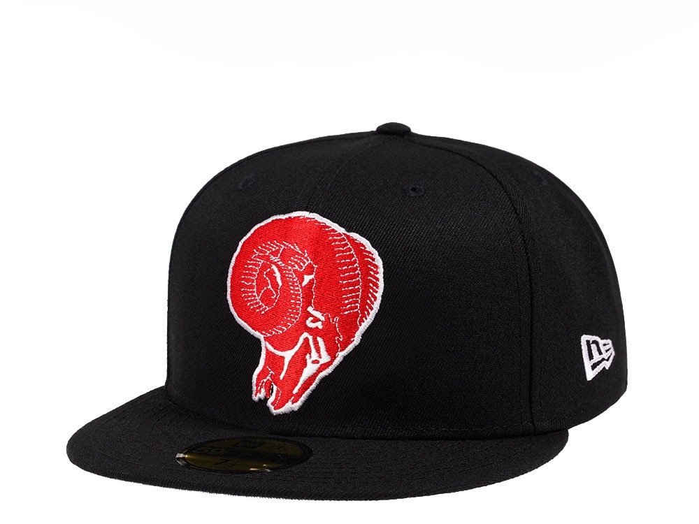 New Era Los Angeles Rams Throwback Black Crimson Collection 59Fifty Fitted Hat