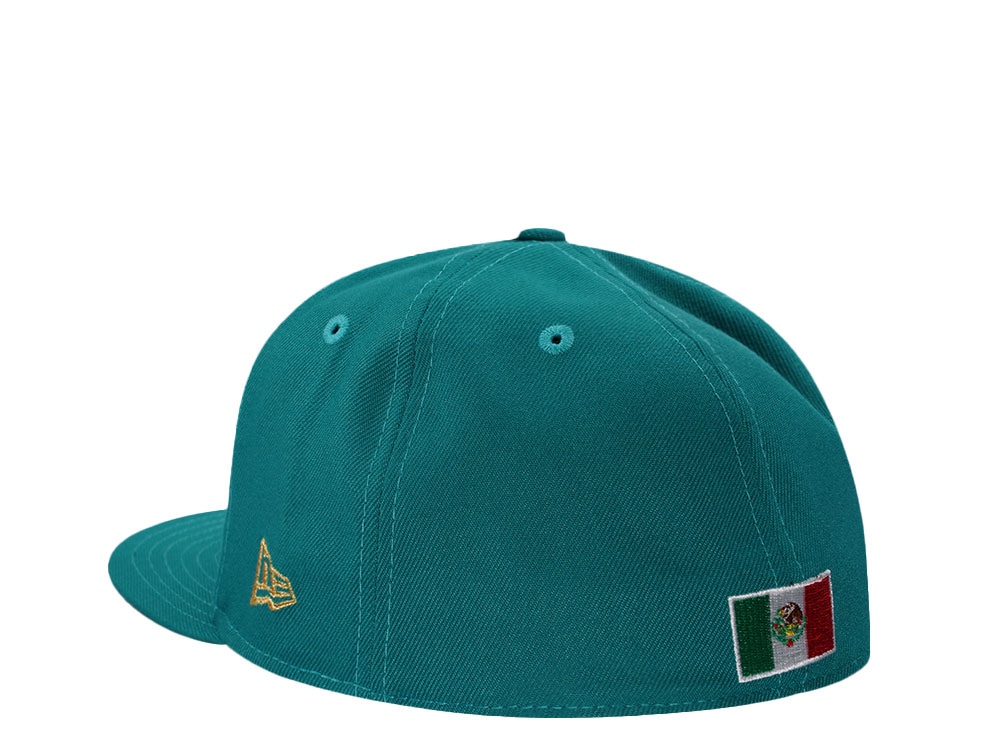 New Era Mexico Aztec Skull Teal Prime Edition 59Fifty Fitted Hat