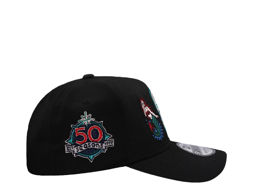New Era Seattle Mariners 50th Anniversary Mermaid Black Prime Edition 9Forty A Frame Snapback Hat