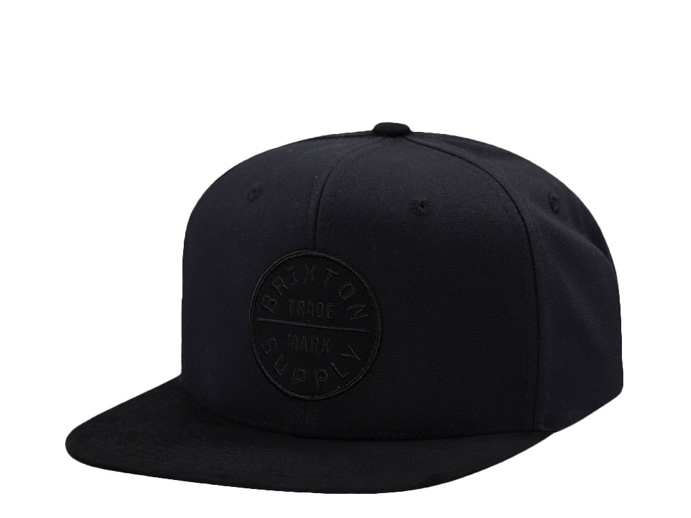 Brixton Supply Logo Black on Black Snapback Hat