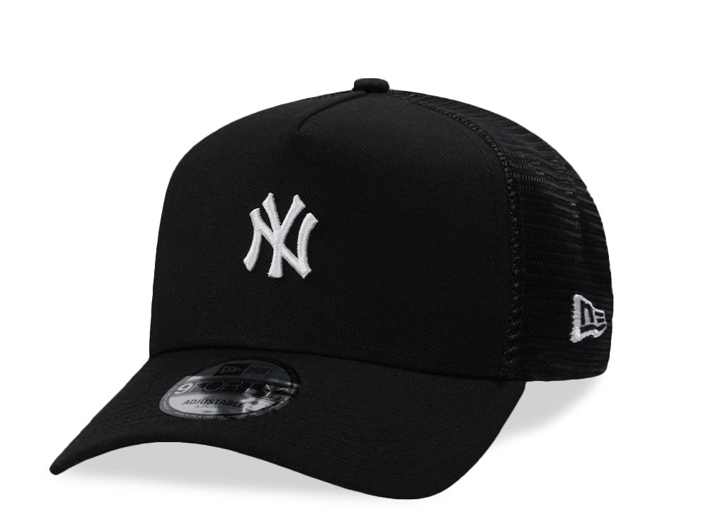 New Era New York Yankees Mini Logo Black Prime Edition 9Forty A Frame Trucker Snapback Hat