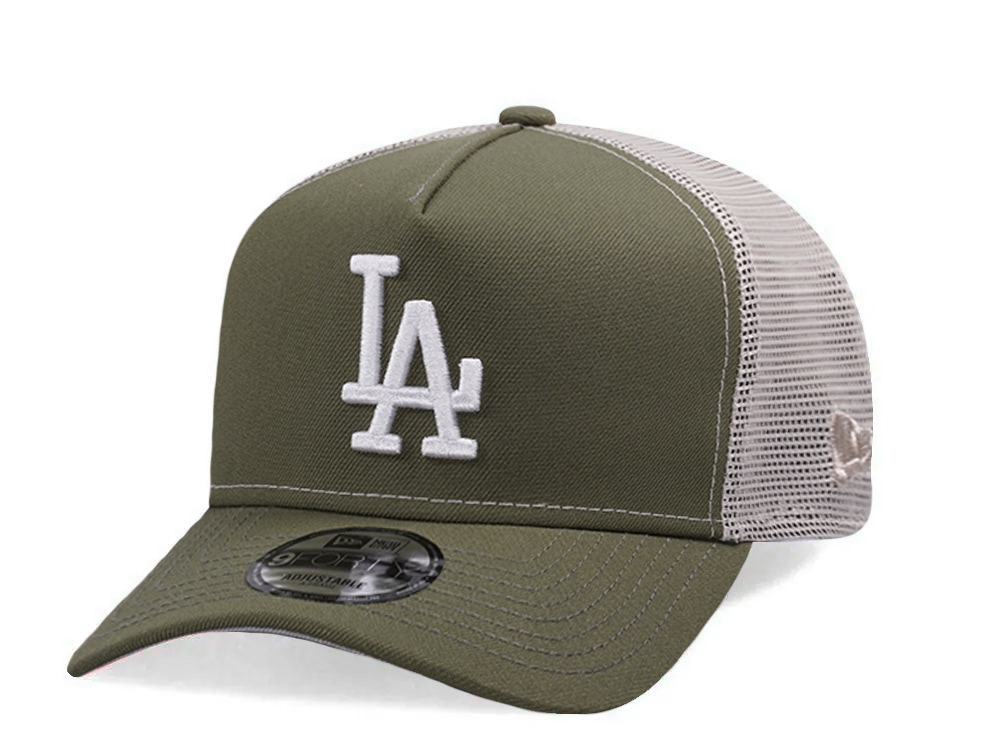 New Era Los Angeles Dodgers New Olive Prime Edition 9Forty A Frame Trucker Snapback Hat