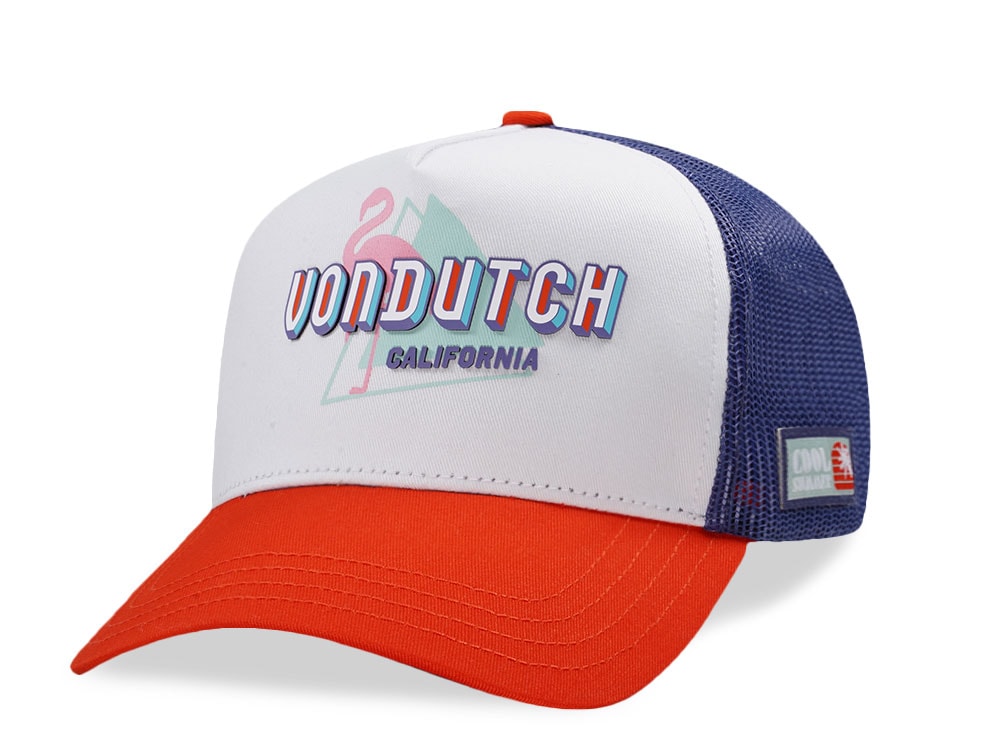 Von Dutch Surf Screen Print Red Blue Trucker Snapback Hat