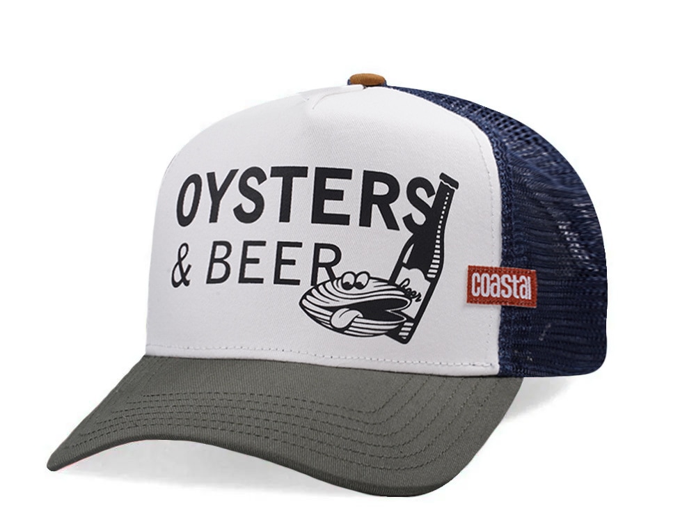 Djinns HFT Oysters and Beer White Coastal Edition Trucker Snapback Hat