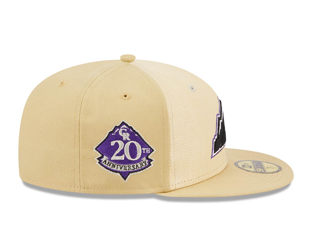 New Era Colorado Rockies 20th Anniversary Raffia Front Vegas Gold Edition 59Fifty Fitted Hat