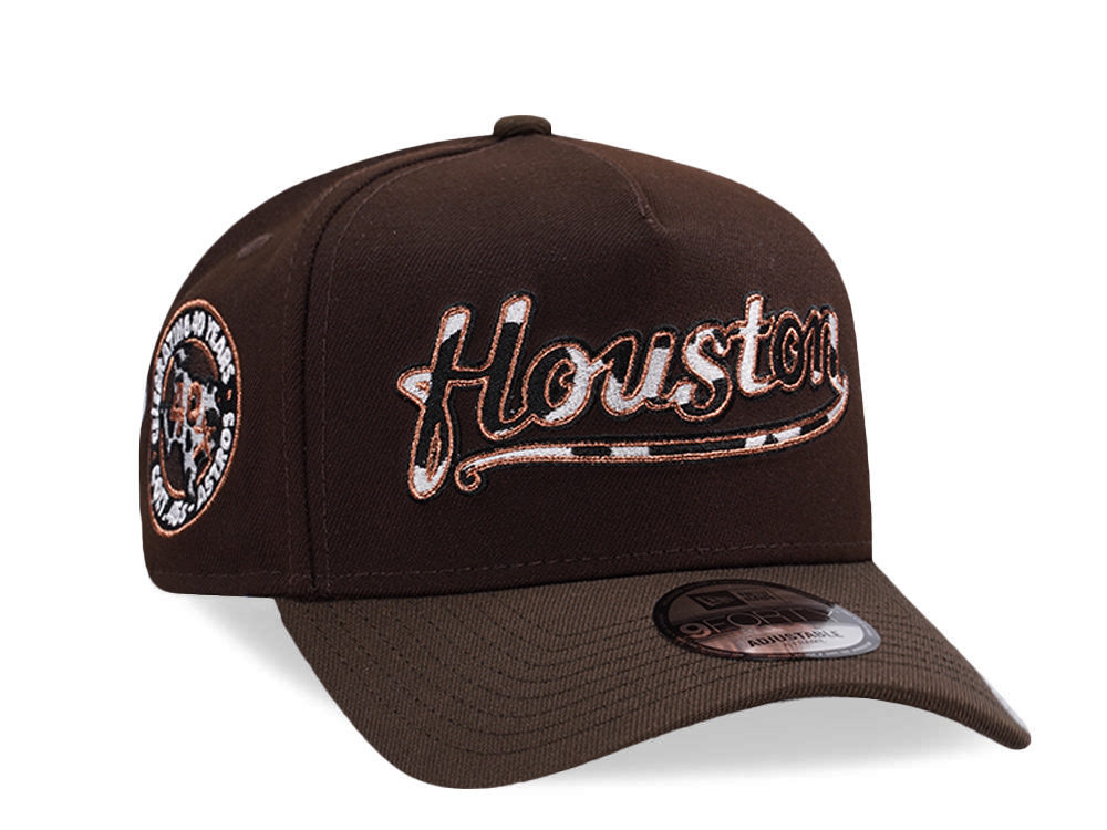New Era Houston Astros 40th Anniversary Cow Burnt Wood Two Tone Edition 9Forty A Frame Snapback Hat
