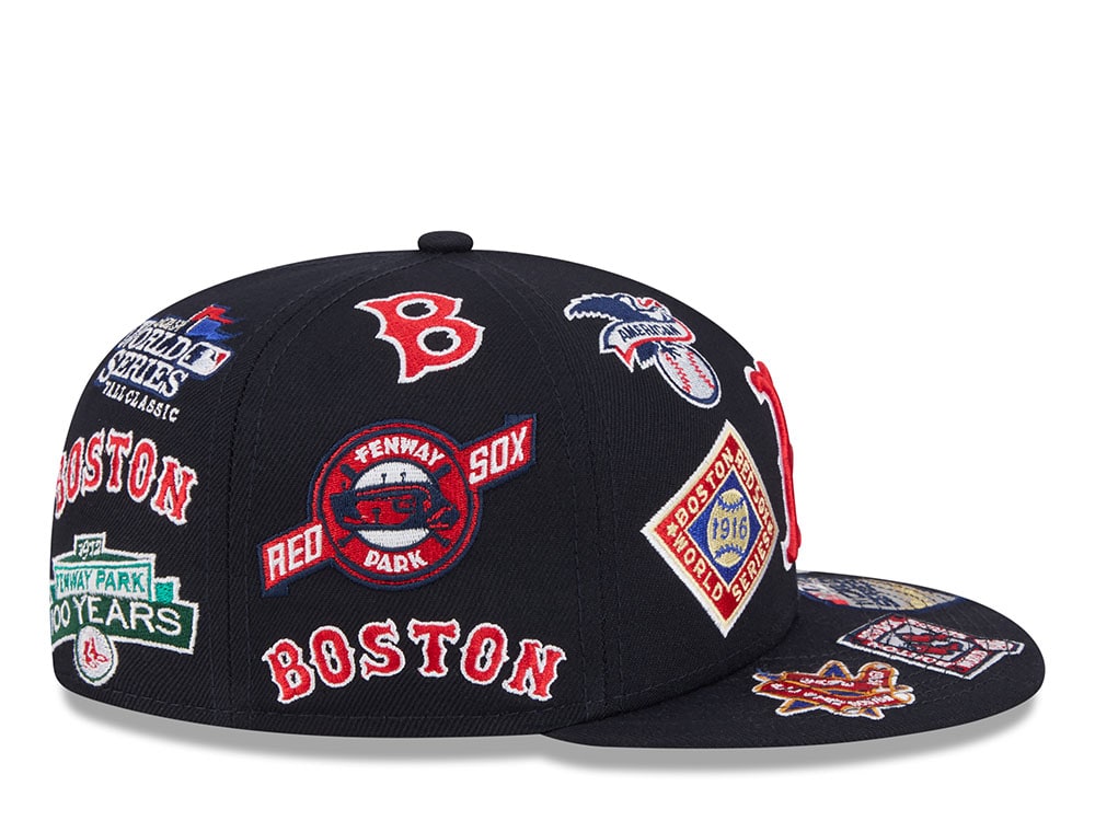 New Era Boston Red Sox All Over Navy Red 59Fifty Fitted Hat