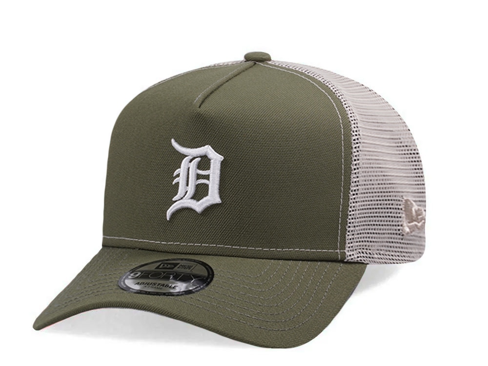 New Era Detroit Tigers New Olive Prime Edition 9Forty A Frame Trucker Snapback Hat