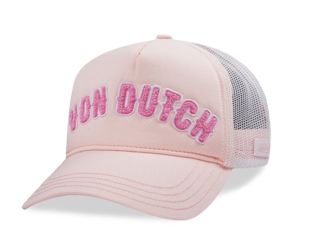 Von Dutch Script Pink Trucker Snapback Hat