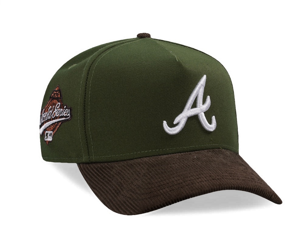 New Era Atlanta Braves World Series 1995 Rifle Green Walnut Corduroy Two Tone Edition 9Forty A Frame Snapback Hat