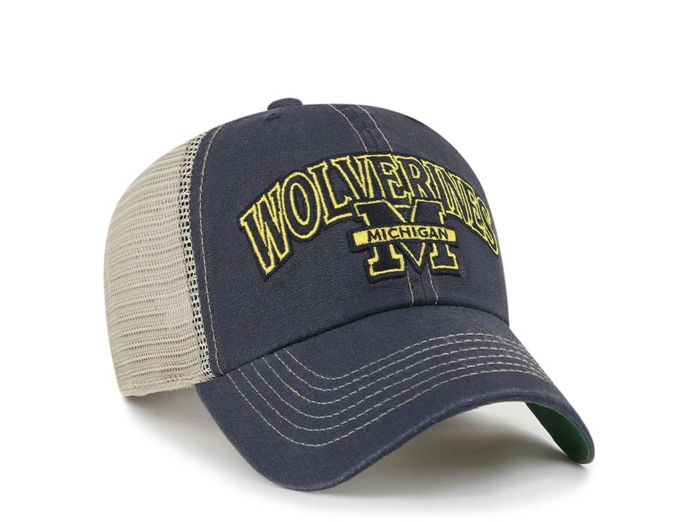 47Brand Michigan Wolverines Vintage Navy Trucker Clean Up Snapback Hat