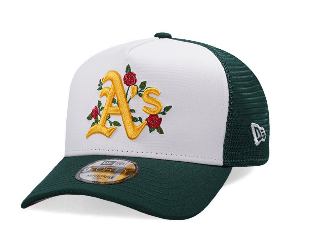 New Era Oakland Athletics Flower Chrome Two Tone Edition 9Forty A Frame Trucker Snapback Hat