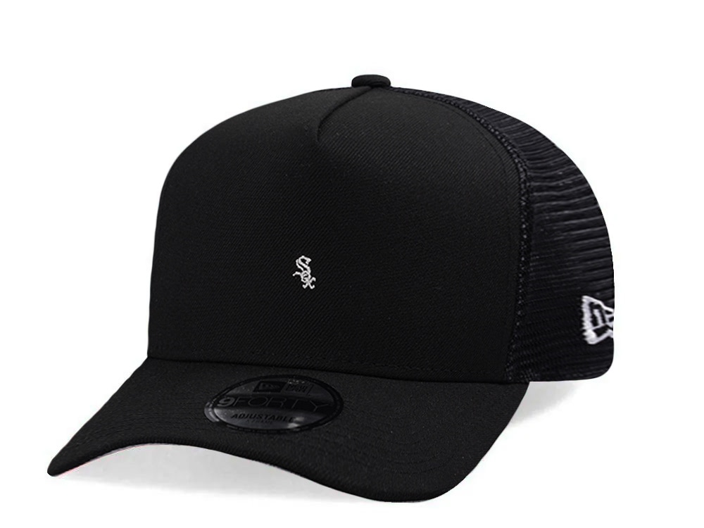 New Era Chicago White Sox Micro Logo Black Edition 9Forty A Frame Trucker Snapback Hat
