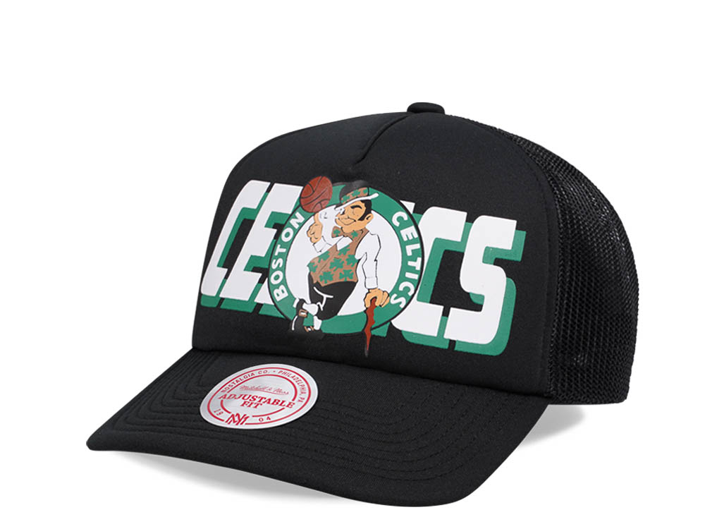 Mitchell & Ness Boston Celtics Black Billboard Trucker Snapback Hat