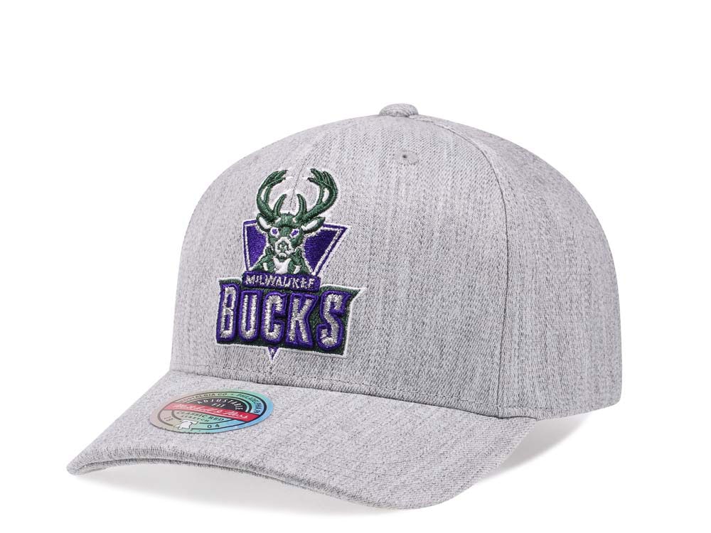 Mitchell & Ness Milwaukee Bucks Heather Red Line Flex Snapback Hat