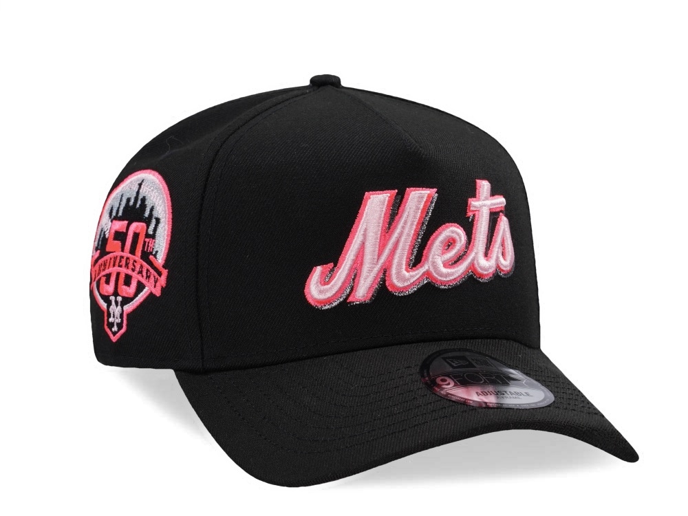 New Era New York Mets 50th Anniversary Black Pink Edition 9Forty A Frame Snapback Hat