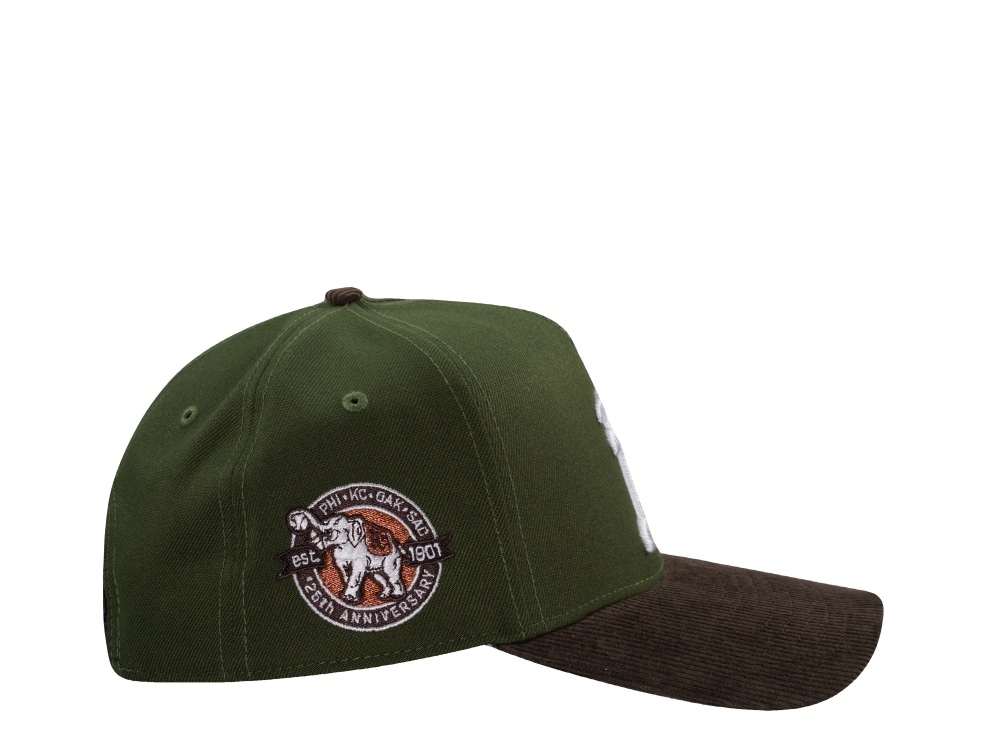 New Era Oakland Athletics 125th Anniversary Rifle Green Walnut Corduroy Two Tone Edition 9Forty A Frame Snapback Hat