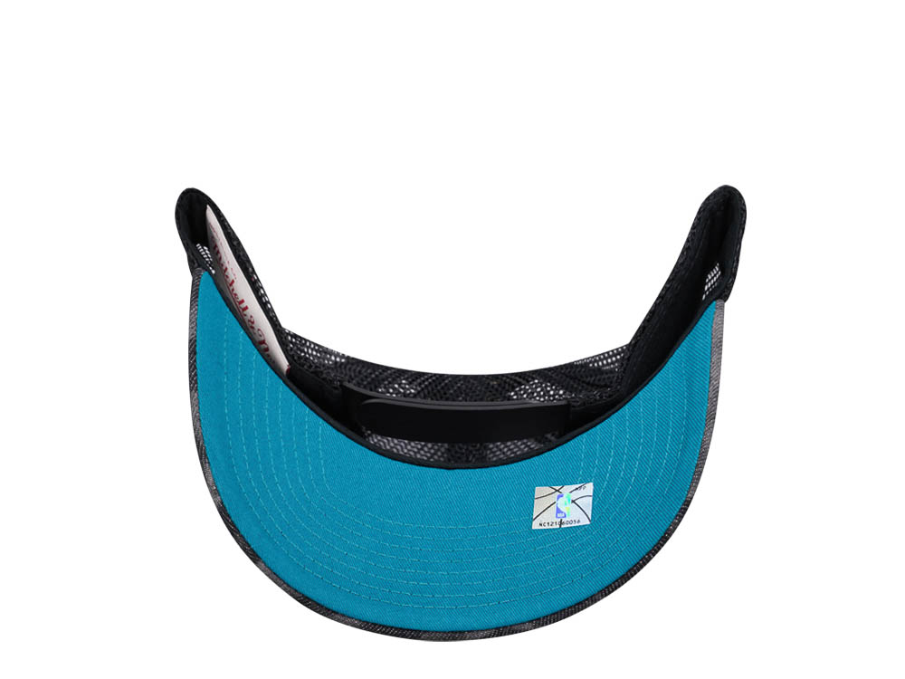 Mitchell & Ness Charlotte Hornets Burnt Ends Black Trucker Snapback Hat