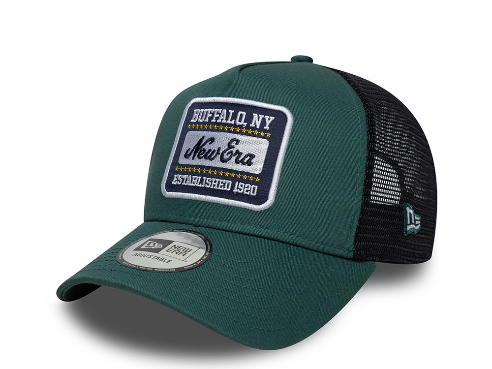 New Era Patch Dark Green 9Forty A Frame Trucker Snapback Hat