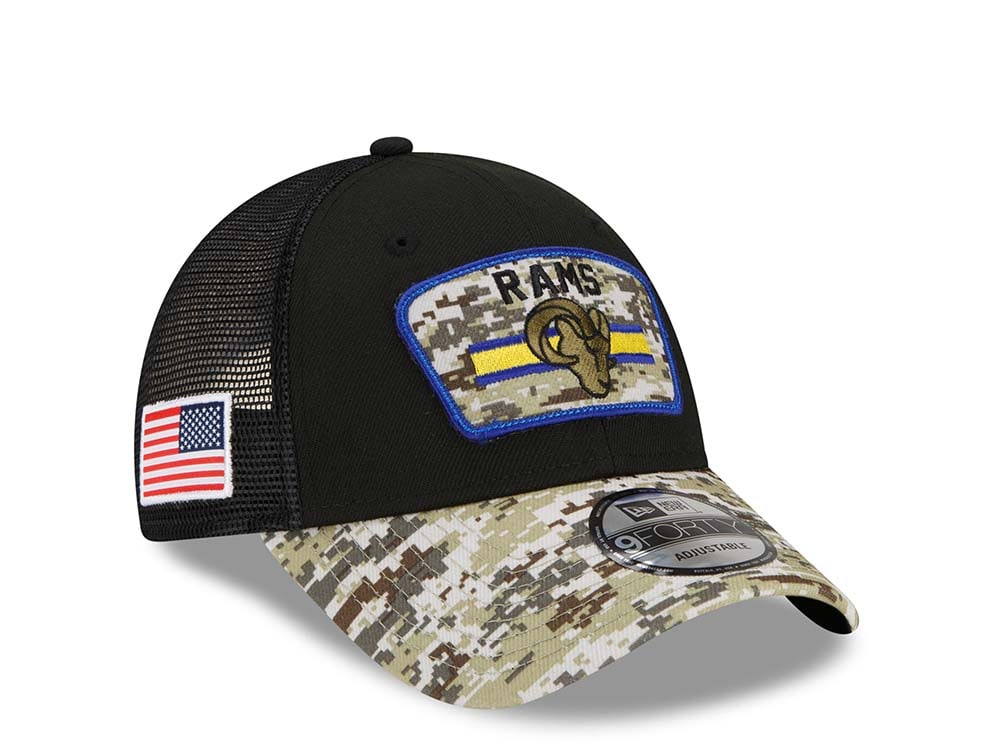 New Era Los Angeles Rams Salute to Service 21 9Forty Trucker Snapback Hat