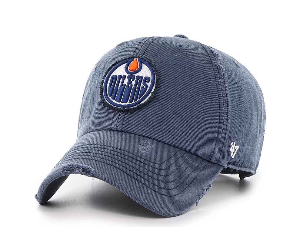 47 Brand Edmonton Oilers Weathered Blue Clean Up Strapback Hat