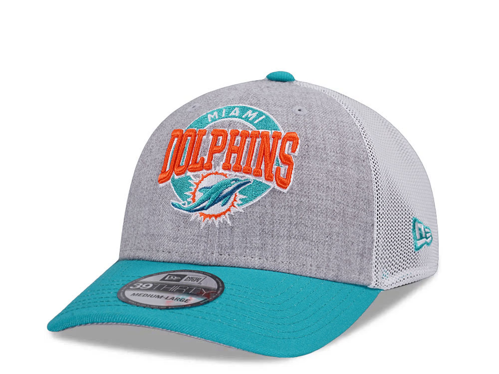 New Era Miami Dolphins Heather Trucker Two Tone Edition 39Thirty Stretch Hat