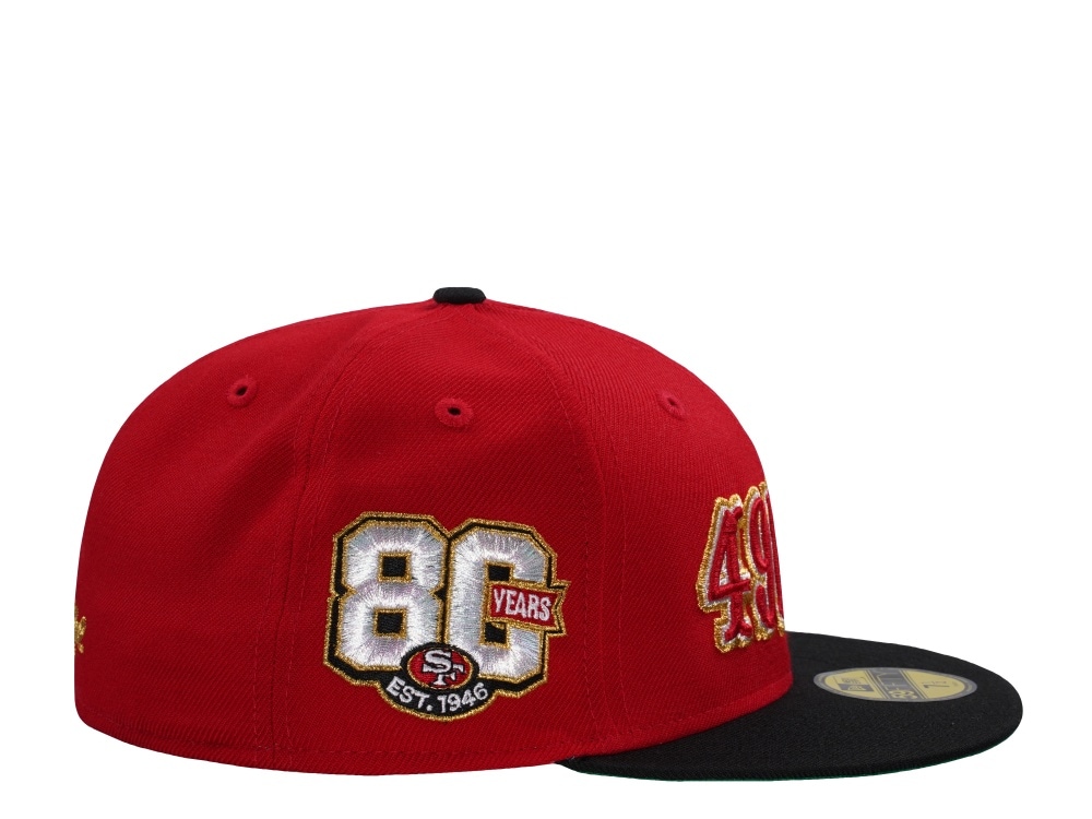 New Era San Francisco 49ers 80th Anniversary Wool Scarlet Two Tone Throwback Edition 59Fifty Fitted Hat