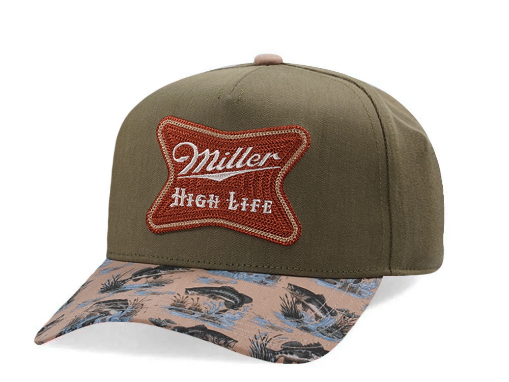 American Needle Miller High Life Buckhorn Army Green Two Tone Edition Snapback Hat