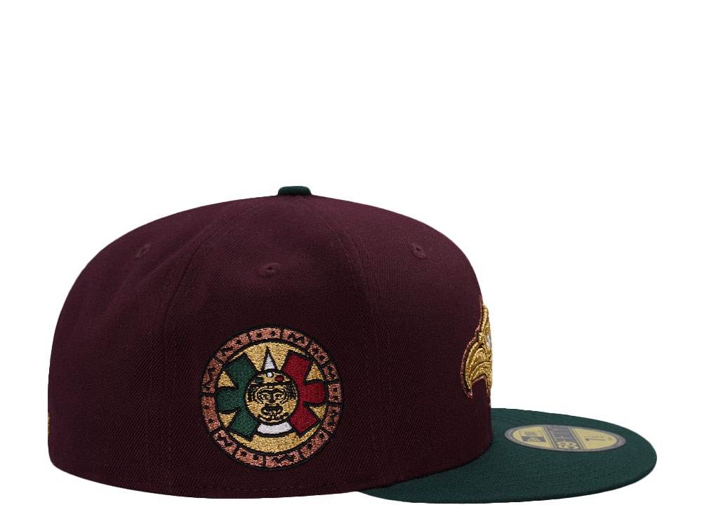 New Era Mexico Aztec Warrior Mask Maroon Edition 59Fifty Fitted Hat