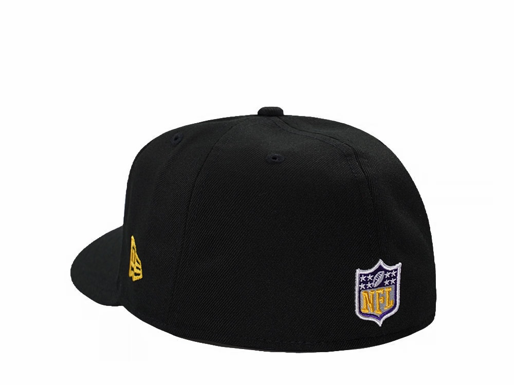 New Era Minnesota Vikings Black Classic Edition Pre Curved 59Fifty Fitted Hat