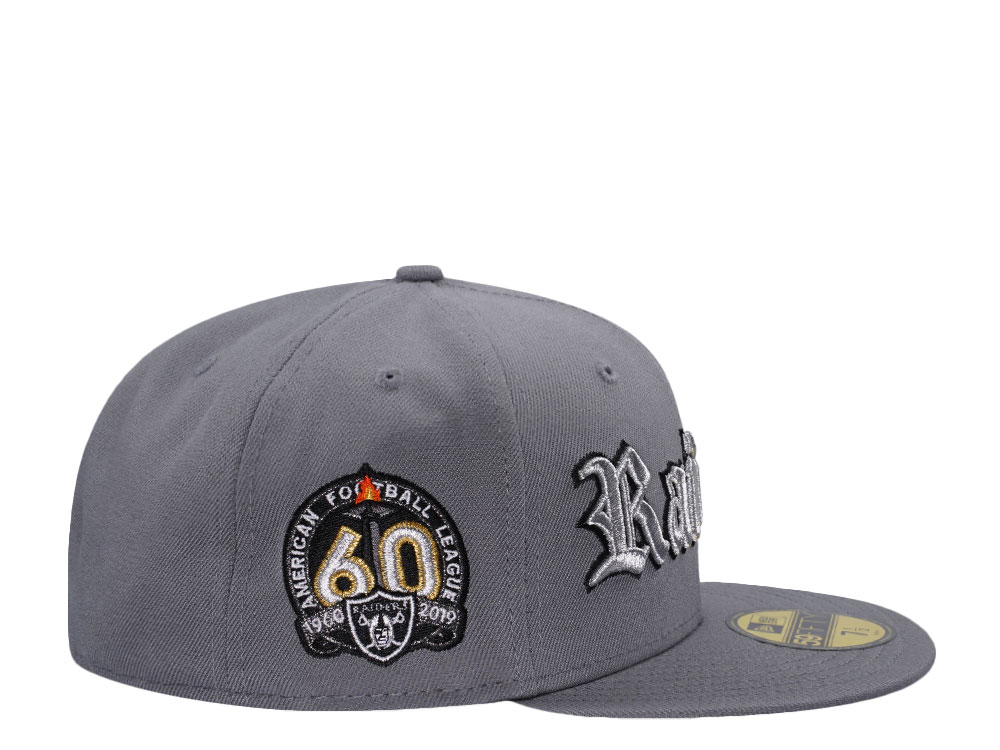 New Era Las Vegas Raiders 60th Anniversary Metallic Gray Prime Edition 59Fifty Fitted Hat