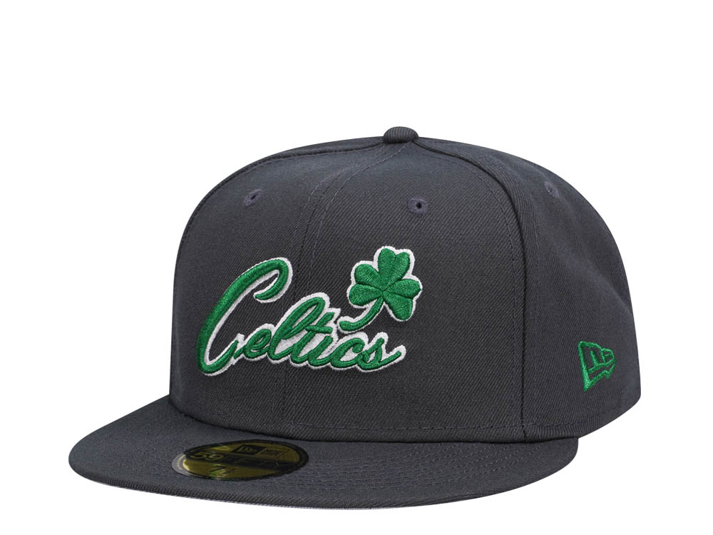 New Era Boston Celtics Gray Script Classic Edition 59Fifty Fitted Hat