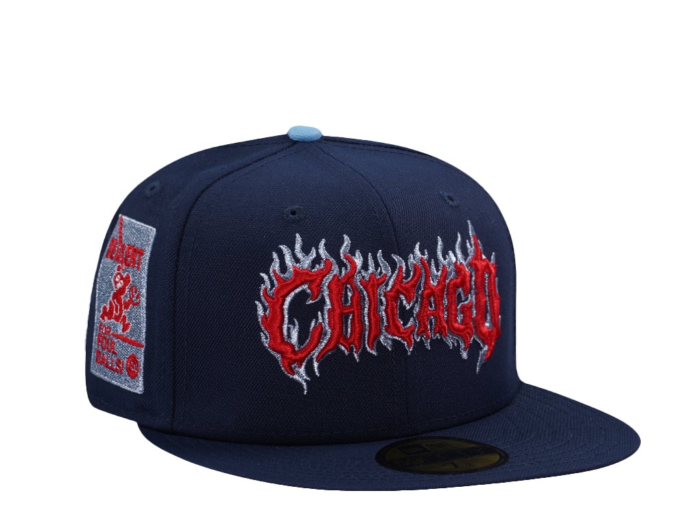 New Era Chicago Cubs Be Alert Ocean Blue Prime Edition 59Fifty Fitted Hat
