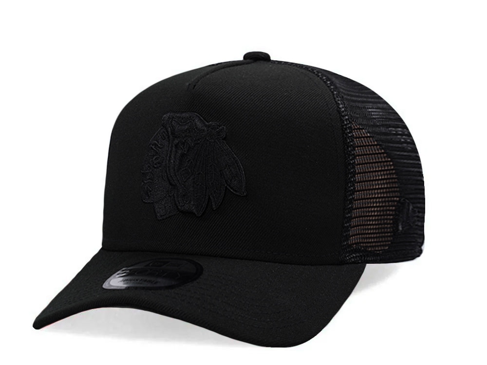 New Era Chicago Blackhawks Black Prime Edition 9Forty A Frame Trucker Snapback Hat