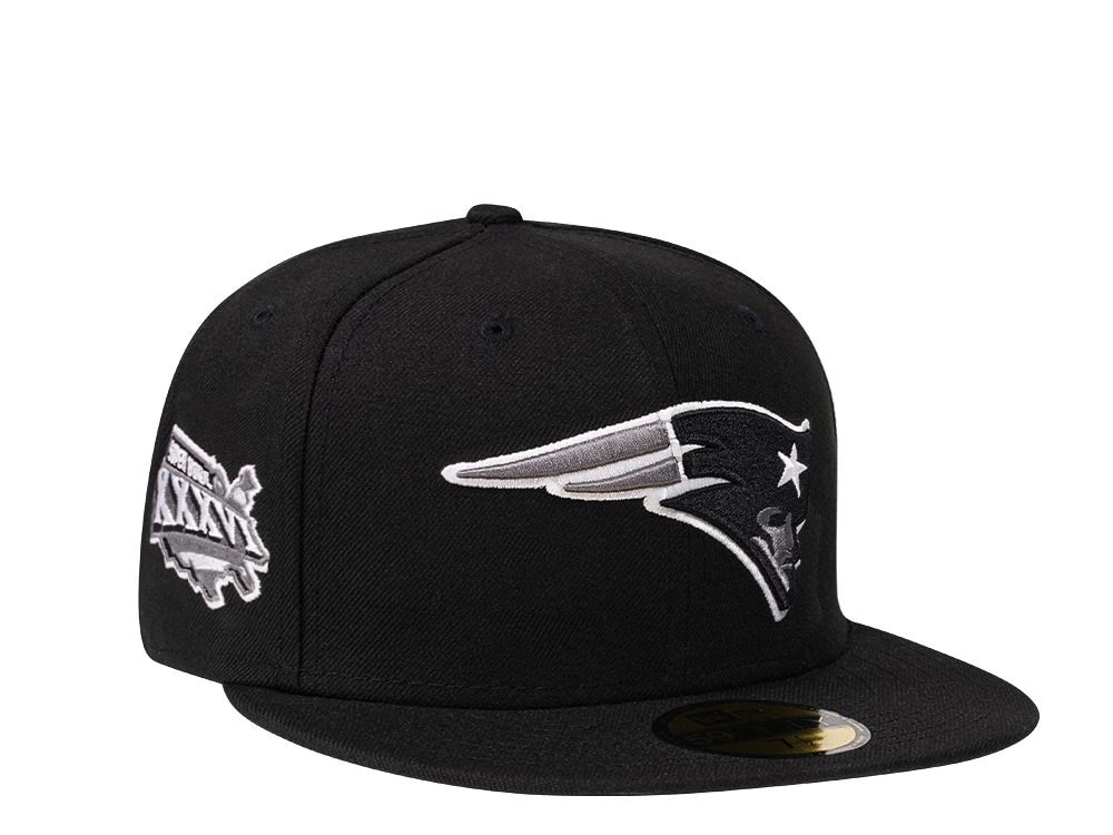New Era New England Patriots Super Bowl XXXVI Steel Black Edition 59Fifty Fitted Hat