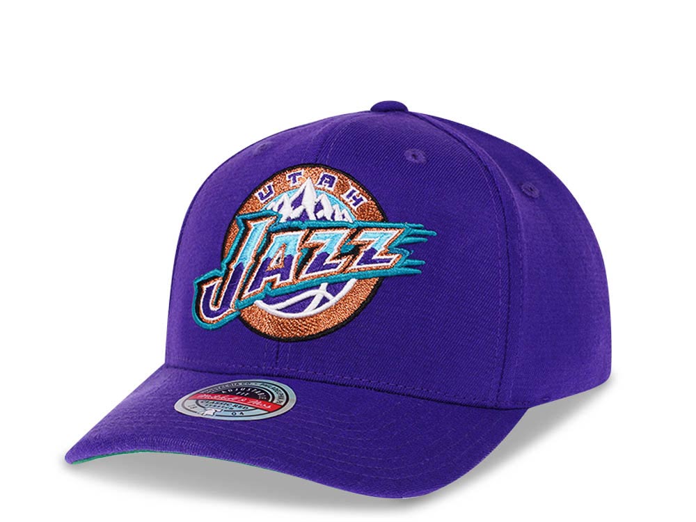 Mitchell & Ness Utah Jazz Team Ground Purple Red Line Solid Flex Snapback Hat