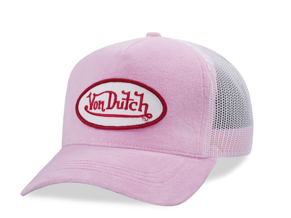 Von Dutch Oval Patch Pink Velour Edition Trucker Snapback Hat