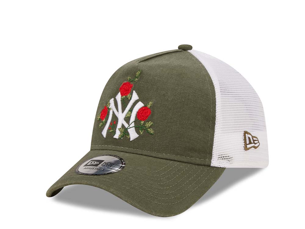 New Era New York Yankees Flower Olive A Frame Trucker 