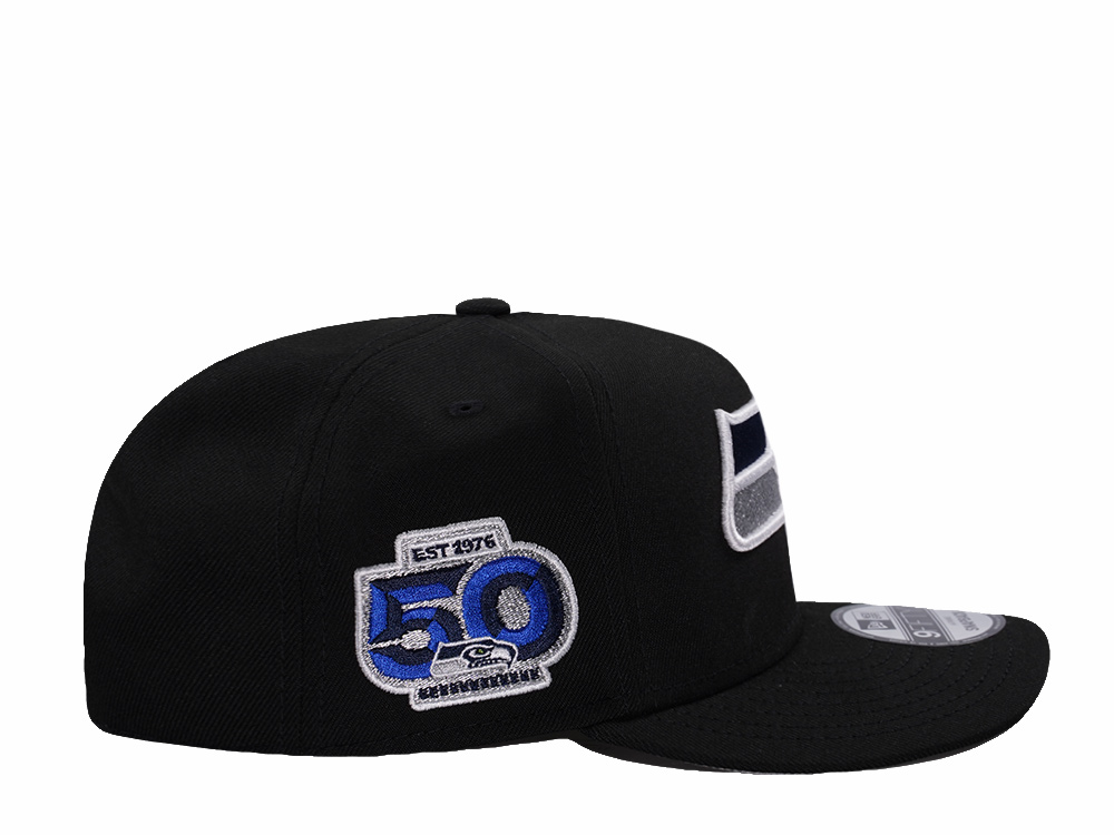 New Era Seattle Seahawks 50th Anniversary Black Prime Edition 9Fifty A Frame Snapback Hat