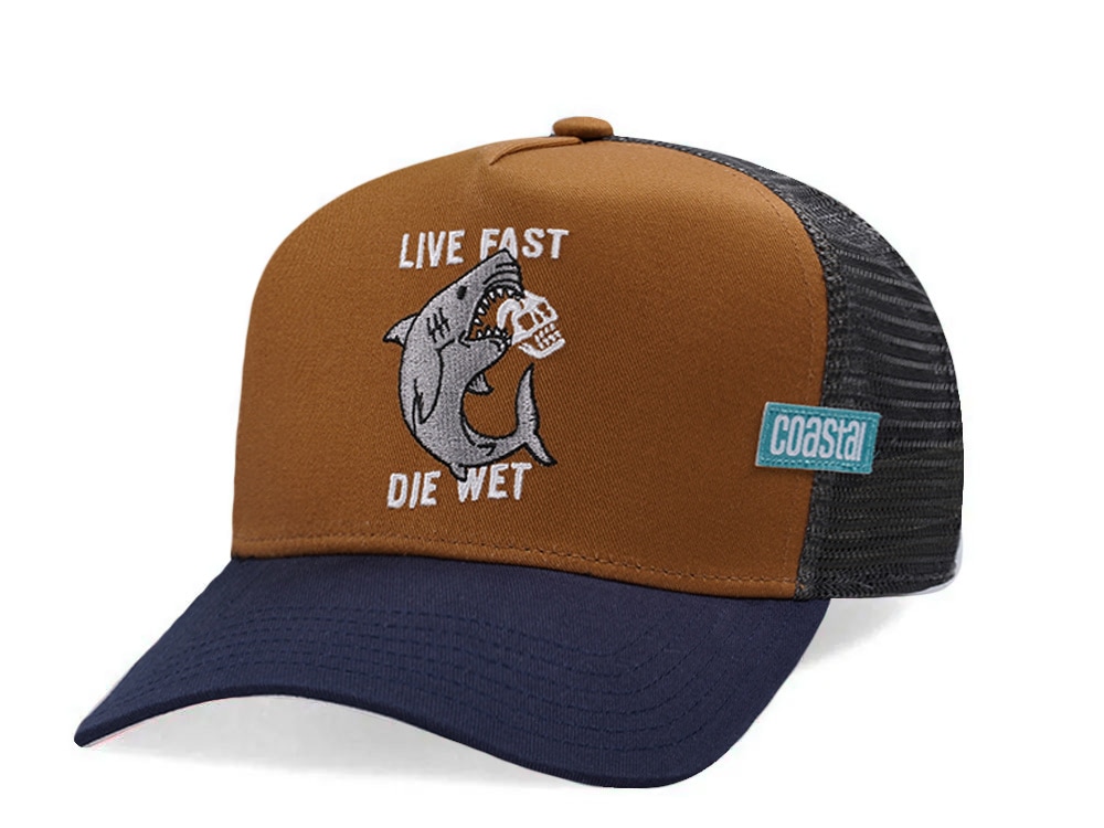 Djinns HFT Live Fast Die Wet Light Brown Coastal Edition Trucker Snapback Hat