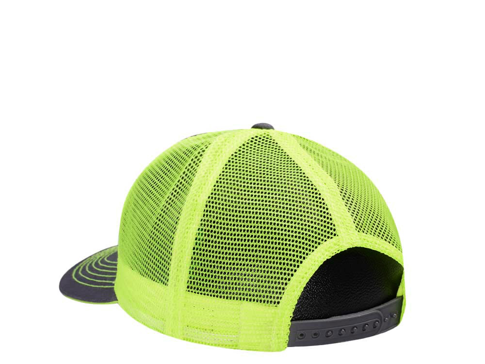 John Deere Twill High Mesh Logo Black Yellow Trucker Snapback Hat